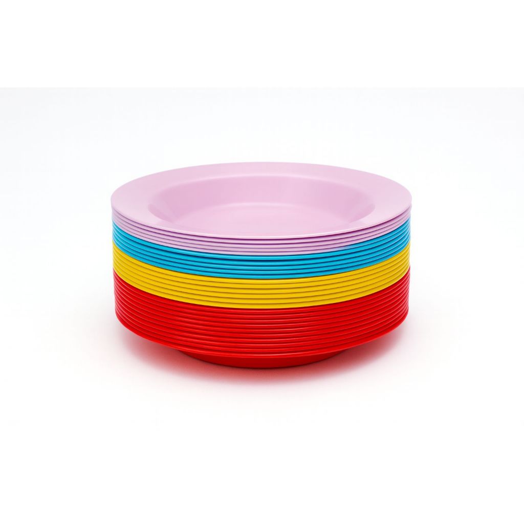 Kit até 100 Prato Fundo Redondo Refeição Churrasco Festa Pratos Plastico Natal em Oferta na Shopee