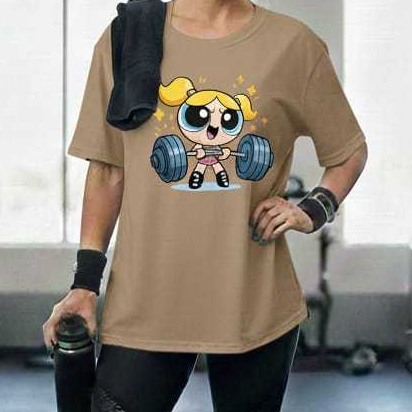 Camisa Look Academia Feminina Oversized  Tshirt Barra Lindinha Treino 100% Algodão Premio