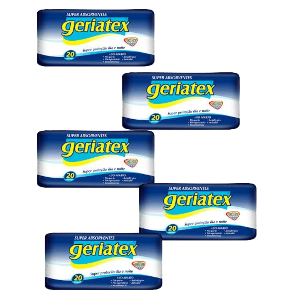 Absorventes pos parto Geriatrico Geriatex Pós parto/Pós operatorio/Absorção em gelC/20 Unidades Promoção 5uni