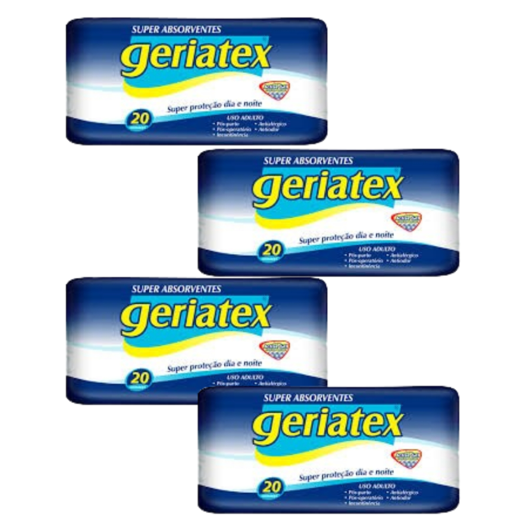Promoção 4 Absorvente Geriatrico Pós Parto/Pós Operatório/Incontinencia/Antiodor Geriatex C/20 Unidades 4uni em Oferta na Shopee