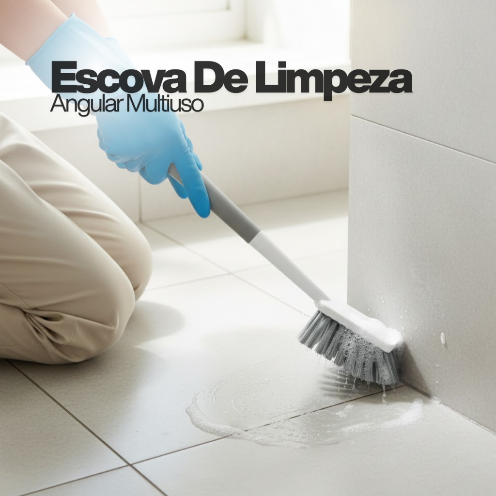 Escova De Limpeza Pesada Angular Multiuso Flow Limpar Piso Azulejo Banheiro Lavanderia Cozinha