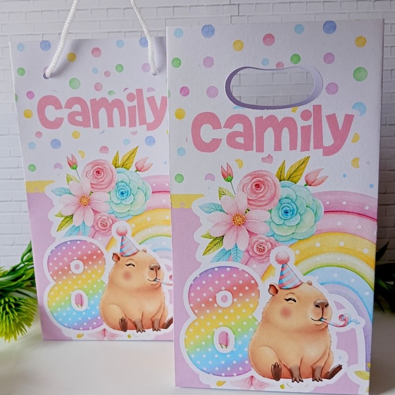 PEGUE E MONTE - SACOLINHA PERSONALIZADA CAPIVARA CUTE, MIMO PARA FESTA, LEMBRANCINHA DE ANIVERSÁRIO CAPIVARA CUTE