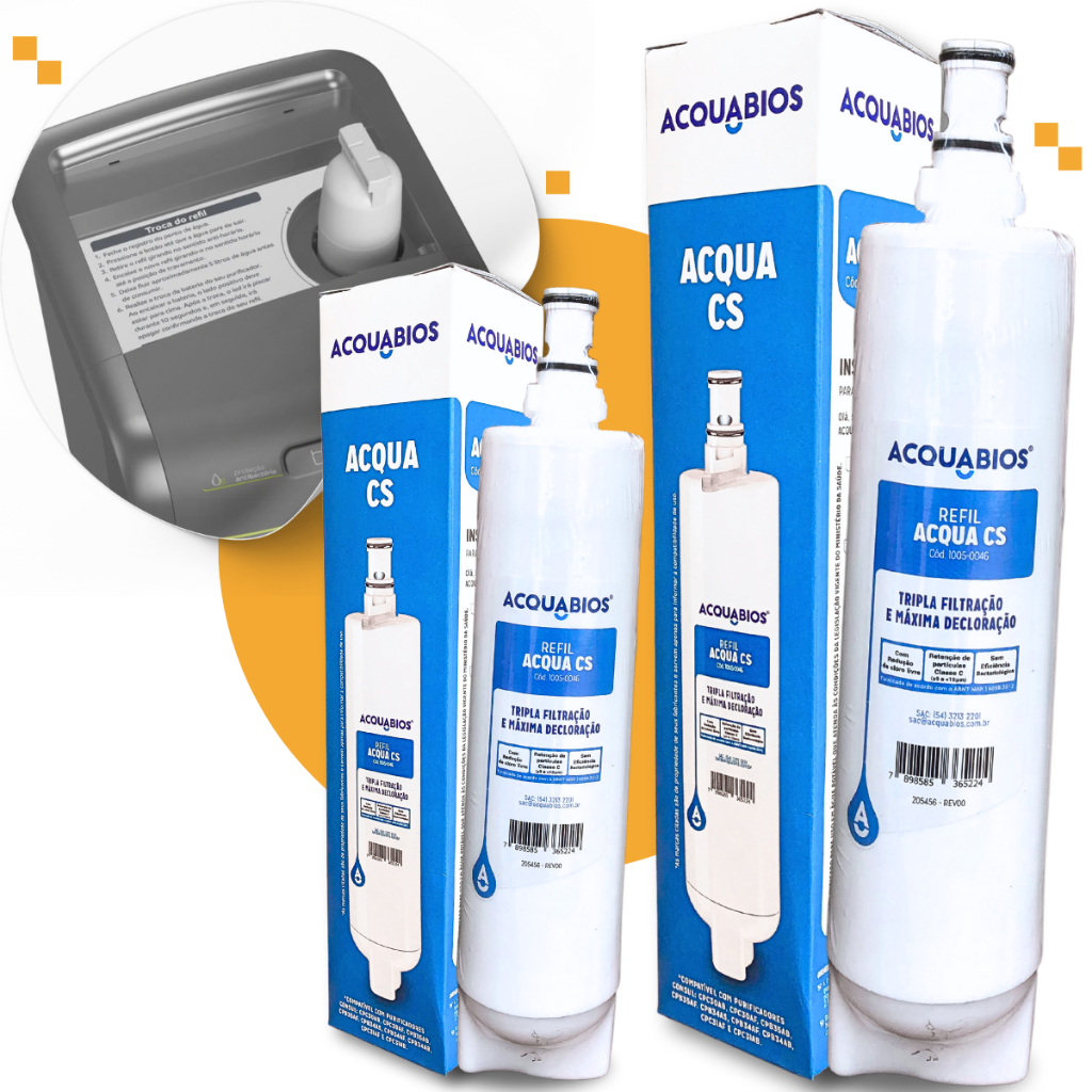 Kit 2 Filtro Refil Acquabios Compativel Purificador Consul Bebedouro Facilite Cs Cpc30/31/32/35/36