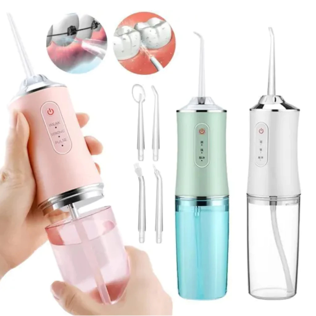 Irrigador Dental Oral Portátil Recarregável USB 220ml Promoção Limpeza Bocal Jato Forte em Oferta na Shopee