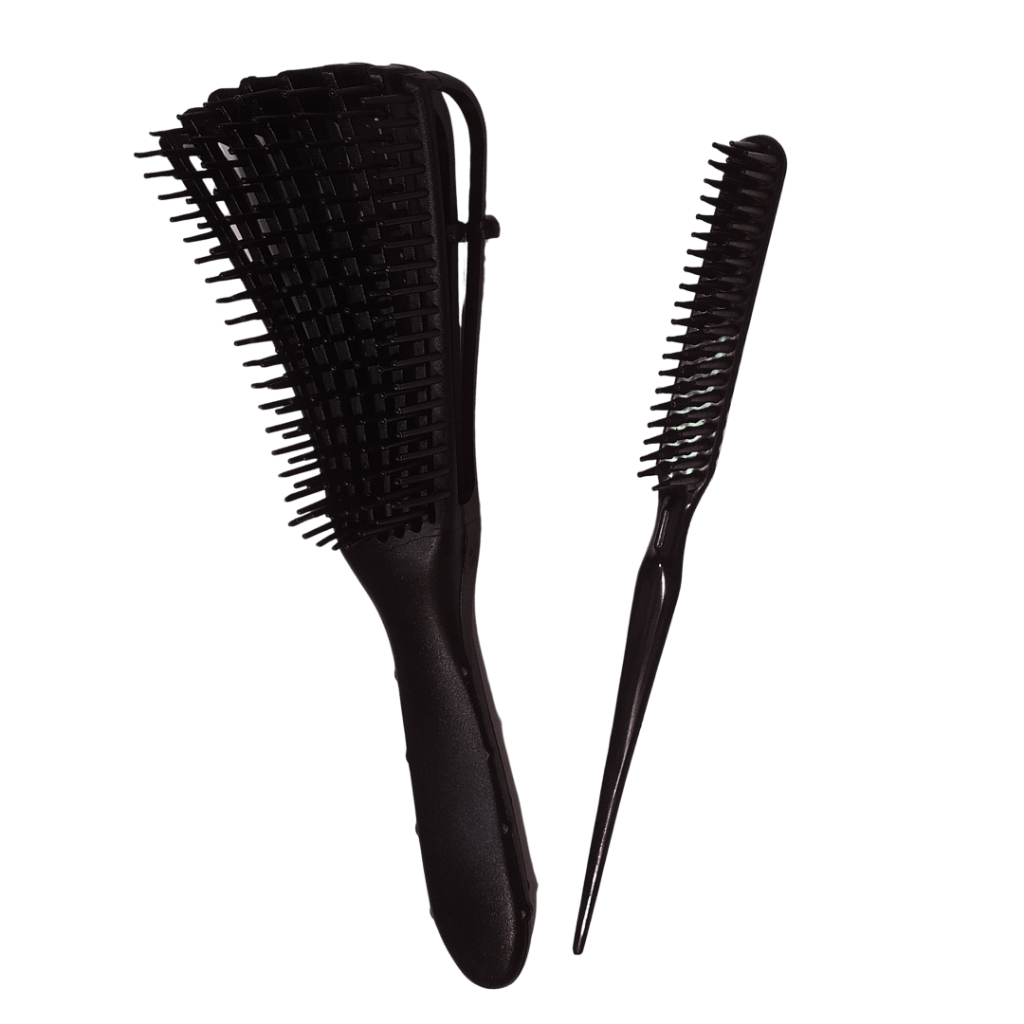 Kit Escova Polvo + Pente 3 Fileiras Desembaraço Sem Dor Para Todos os Tipos de Cabelo Cores Sortidas