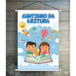 BANNER ARTE PRONTA - CANTINHO DA LEITURA AZUL em Oferta na Shopee