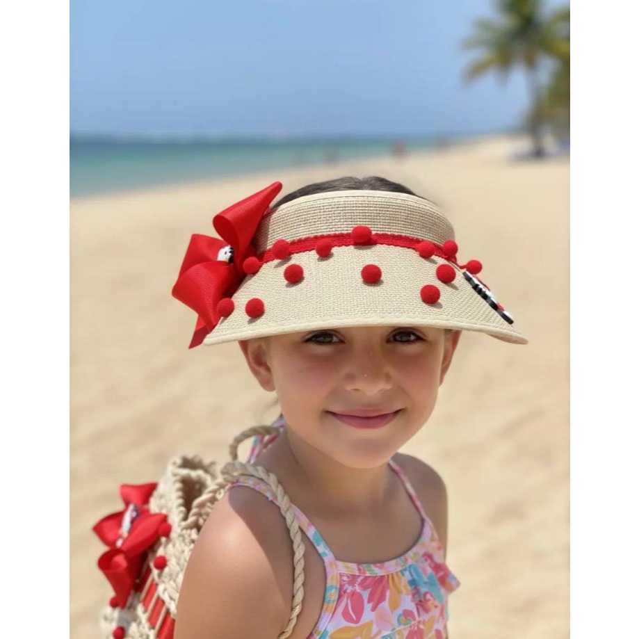 Kit Viseira E Bolsa Mais Protetor Solar Infantil Rosa Infantil