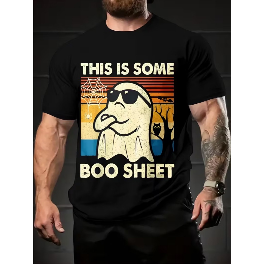 Camisa de manga curta engraçada para homem Este é algum folclore Camisa festa de Halloween fantasmas