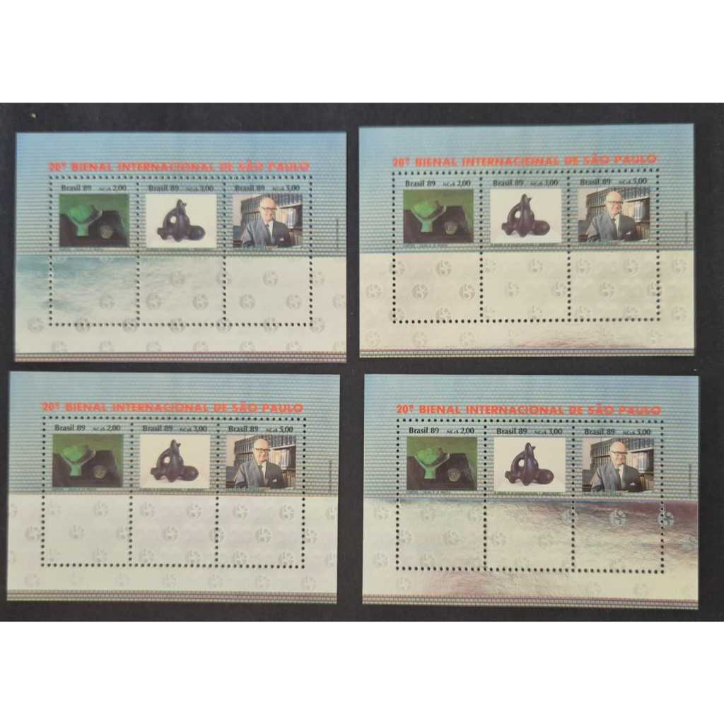 Bloco selos dos correios - Brasil 1989 -  20ª Bienal Internacional de São Paulo - Código RHM B82.