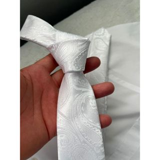Gravata Semi Slim Paisley Branca Noivo- 2400 Fios em Oferta na Shopee