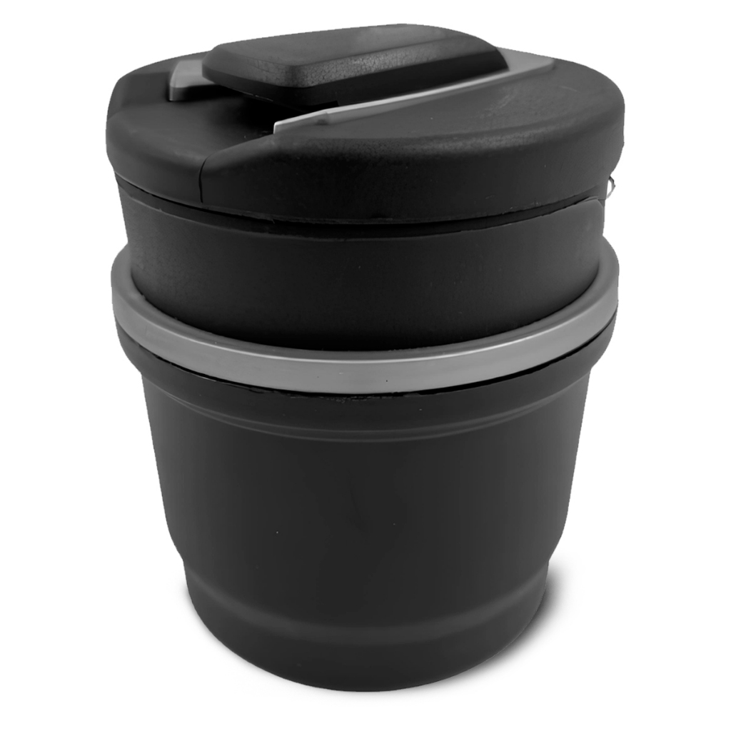 Cinzeiro portatil para carro com tampa LED anti fumaça e encaixe no porta copos em Oferta na Shopee