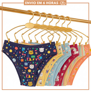 Kit 10 Calcinhas Para Meninas de 100%  Algodão Juvenil ou 5 Calcinha Infantil