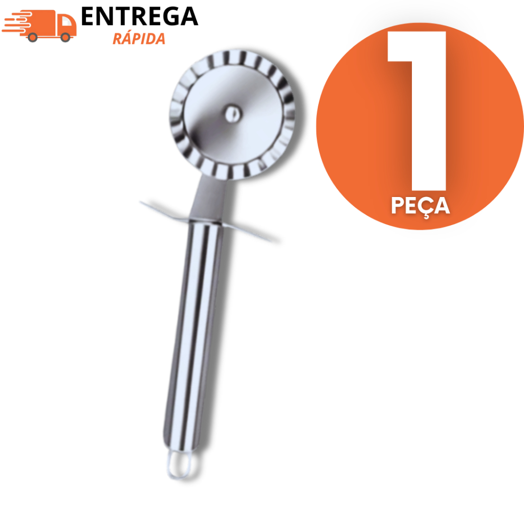 Combo Cozinha 2 Peças Inox Cortador De Pizza E Carretilha Para Massa Pastel Profissional