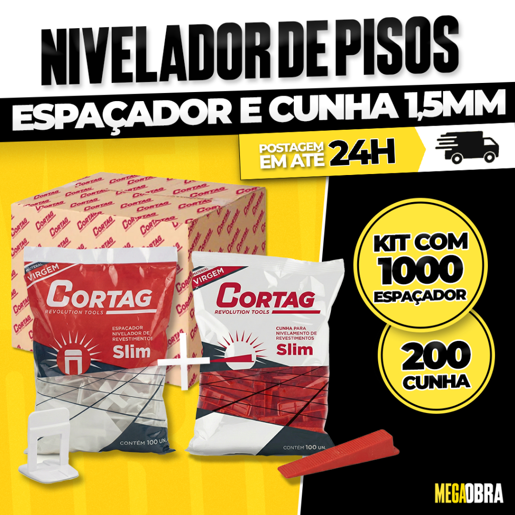 Kit Espaçadores 1,5mm + Cunhas Nivelador de Piso Cortag Estreito em Oferta na Shopee