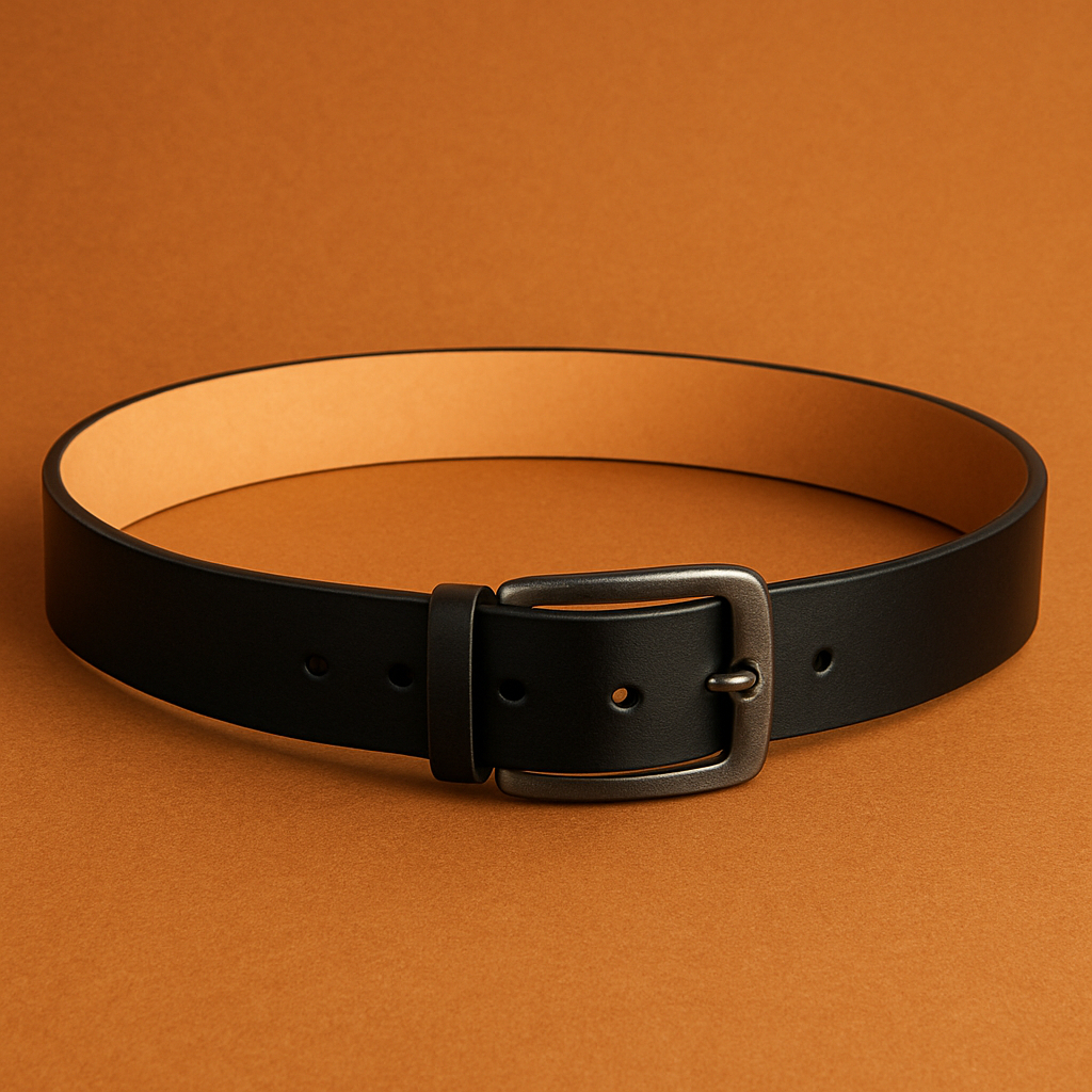 Cinto Masculino Couro Legítimo Preto 3cm de Largura com Fivela Quadrada Fumê Luxo Moda Presente Estilo