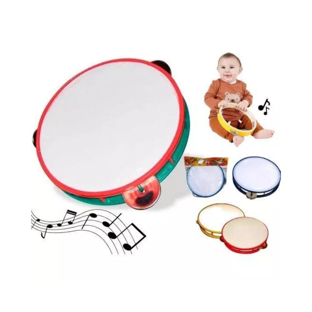 Pandeiro Infantil Colorido Brinquedo Musical Educativo Interativo Divertido para Crianças- coloridos