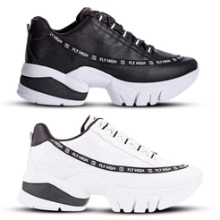 Tênis Ramarim Fly High Feminino Branco e Preto Confortável Moda Casual