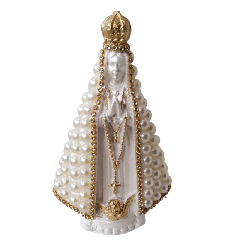 Imagem Nossa Senhora Aparecida gesso 15cm Lembrança de batismo, casamento, noivado, decoração e presente