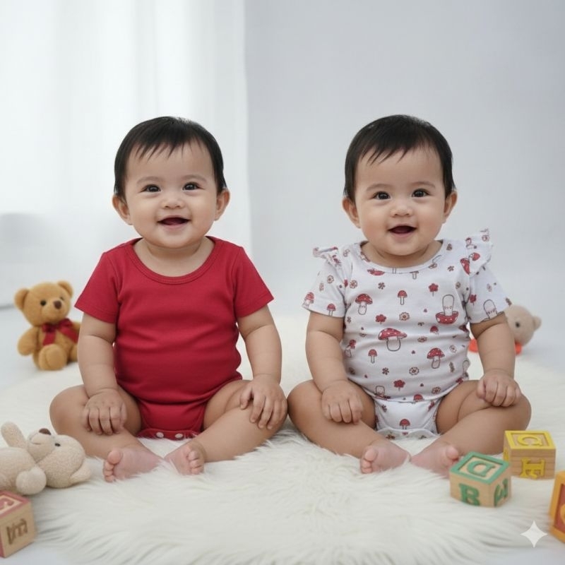 kit 2 Body Bebe Menina Manga com Babadinho 2 Peças Roupa de Bebe Menina