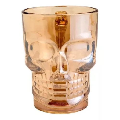 Caneca De Vidro Caveira Style Âmbar 500ml Haüskraft Ambar