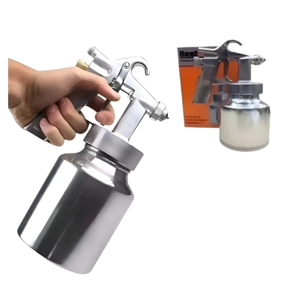 Pistola De Tinta Baixa Pressão Ar Direto 1000ml Aluminio Cor Prata em Oferta na Shopee
