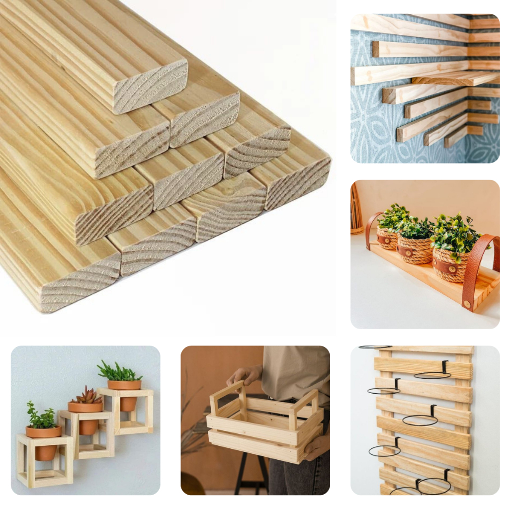Ripas De Madeira Maciça Pinus 1x1x100 Artesnato Rústico Finas Decorativas Projeto DIY em Oferta na Shopee