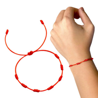 Pulseira 7 Nós Vermelha Preta Em Cetim Cabala Afasta O Mal em Oferta na Shopee