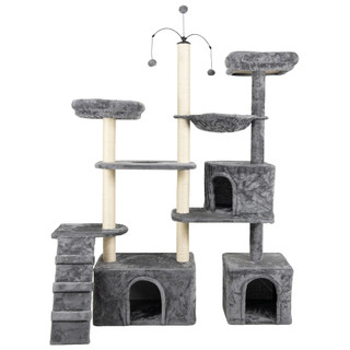 Arranhador, torre de gato grande, luxuoso, ajustável, multifuncional, casas, camas, cesto, poleiros, brinquedo giratório