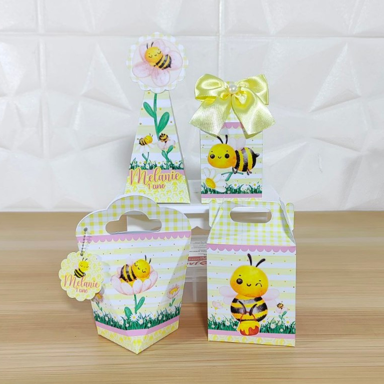 KIT CAIXINHAS ABELHINHA CANDY | PEGUE E MONTE | LEMBRANCINHAS FESTA INFANTIL
