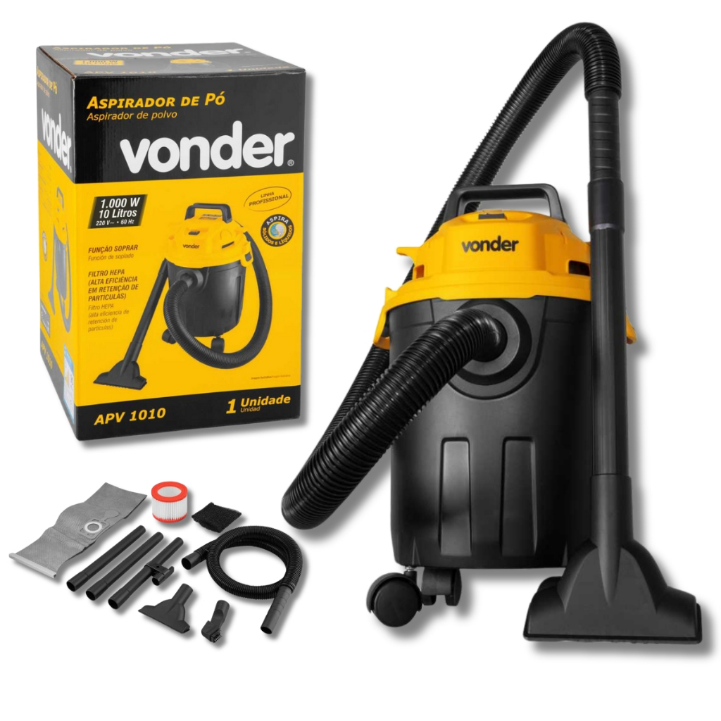 Aspirador Automotivo Profissional de Pó e Água Liquidos APV 1010 110V 220V Completo Oferta Vonder