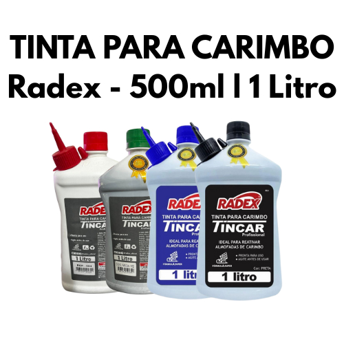 Tinta para Carimbos l 1 litro l 500ml l Radex l Preto, azul, vermelho, verde