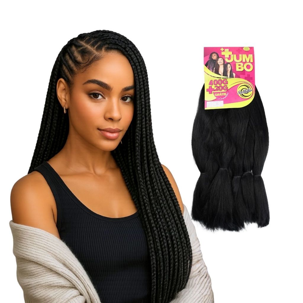 Jumbo Ser Mulher 420g Trança Afro Cabelo 130cm +Jumbo Ser Mulher em Oferta na Shopee