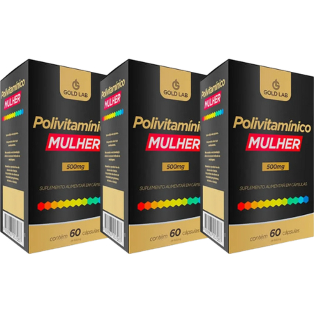 Kit 3 Polivitamínico Mulher 60 Cápsulas Gold Lab - Vitamina Para Mulheres