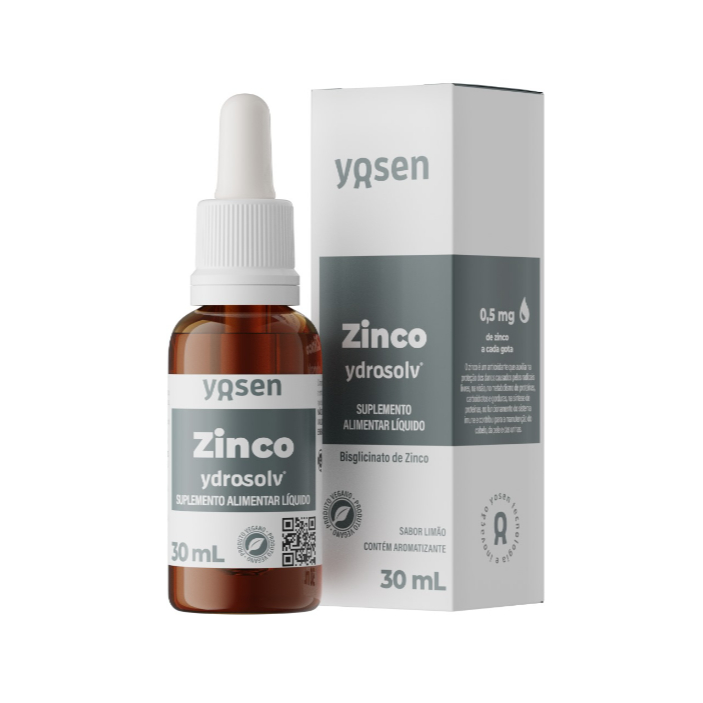 Zinco Ydrosolv Yosen 30ml Suplemento em Gotas Alta Absorção Imunidade