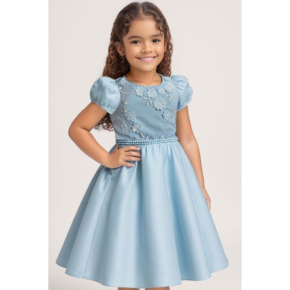 Vestido Formatura Azul Infantil Aniversário Daminha Batizado Festa Casamento Princesa Veneza