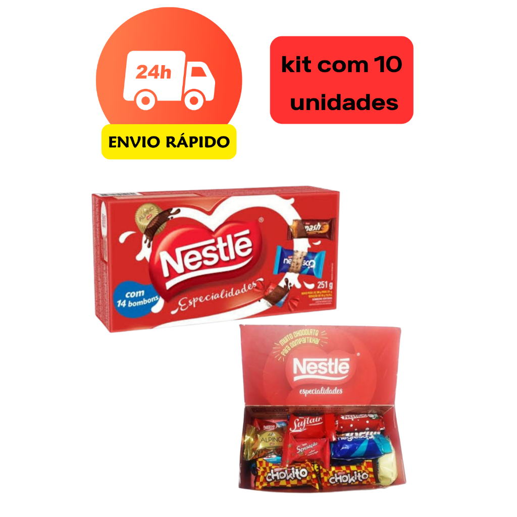 Caixa de bombom Nestlé Kit Promocional 10 Caixas de Bombom Nestlé com Variedade de Sabores