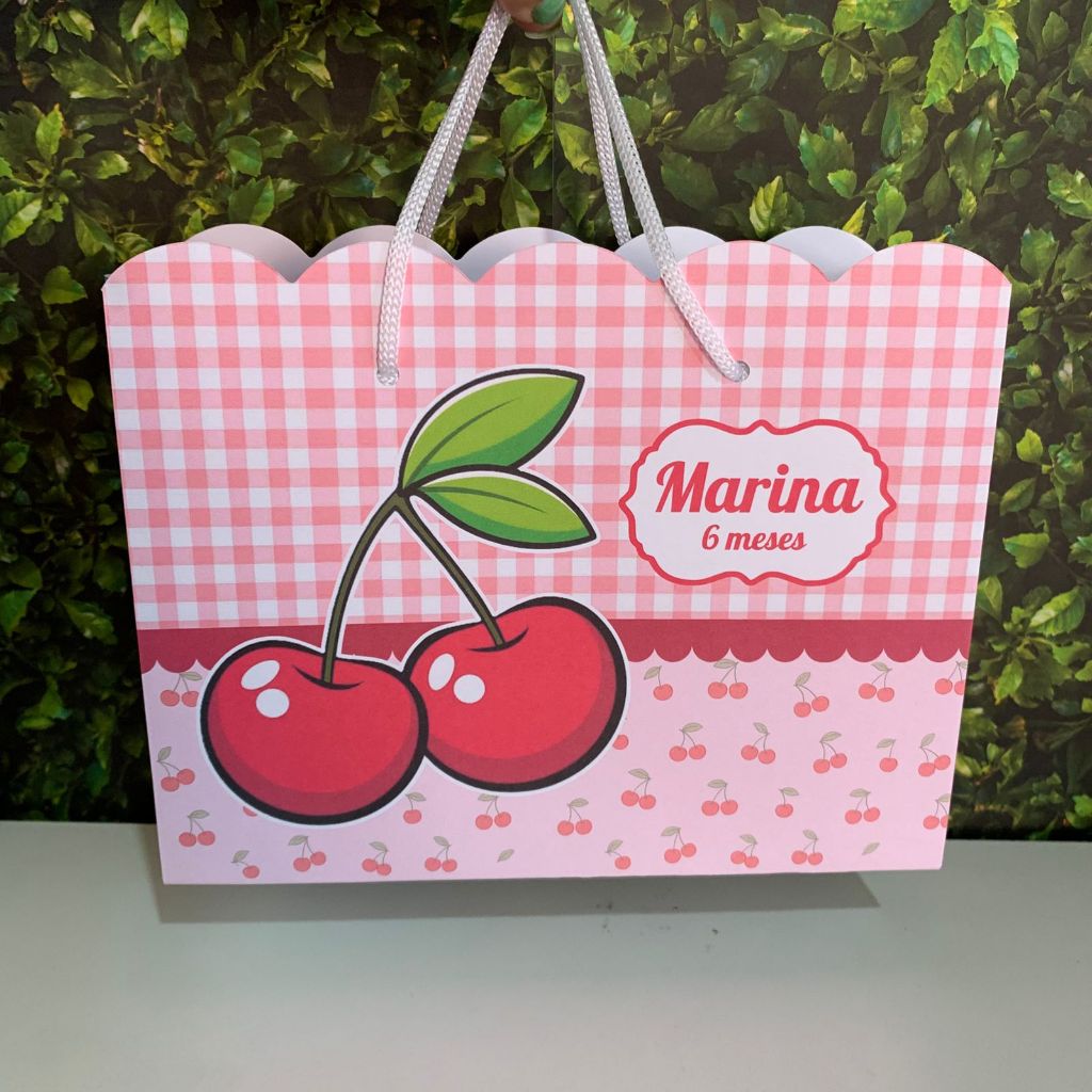 Sacolinhas Personalizadas (G) Cereja Cerejinha Lembrancinhas Festa Infantil PEGUE E MONTE
