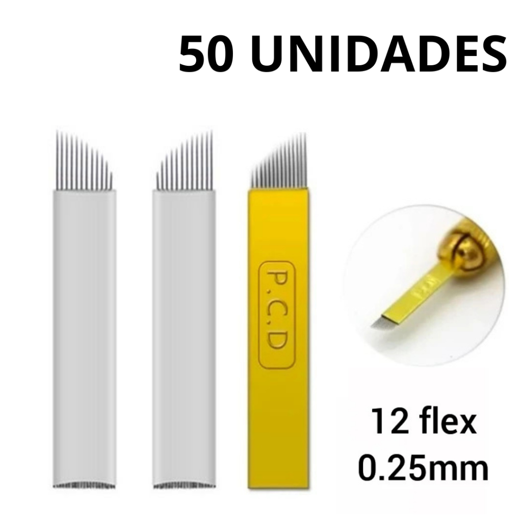 50 Lâminas Para Tebori Modelos Cor Flex 0.18mm 0.25mm Nano Hard Micropgmentação Agulha Profissional