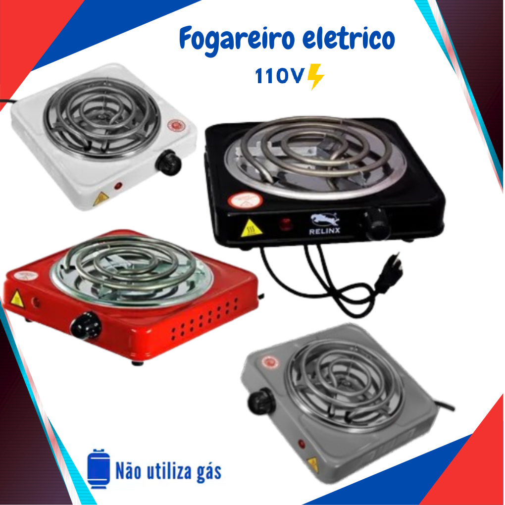 Fogão Fogareiro Elétrico 4 Cores 1000 Watts Cooktop 1Boca Qualquer Panela Portátil Casa Camping 110V