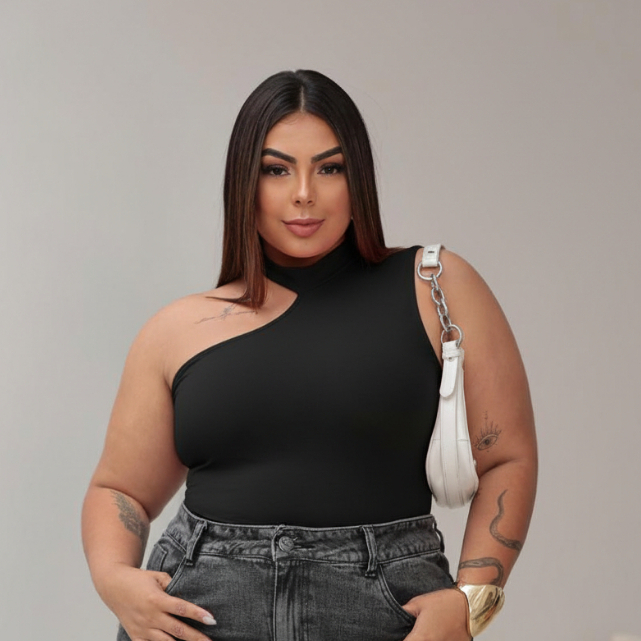 Body Feminino com Gola Mula Manca Plus Size com Forro Suplex Premium em Oferta na Shopee