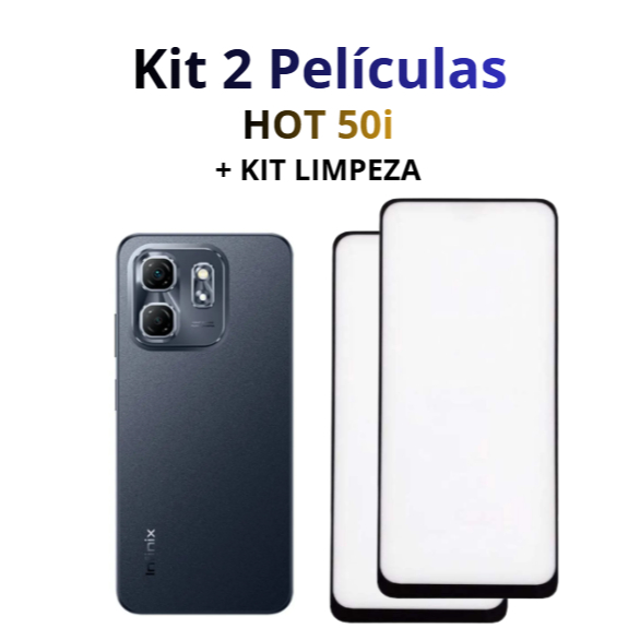 Kit 2 Películas Infinix Hot 50i | Vidro 3D Premium + kit limpeza em Oferta na Shopee