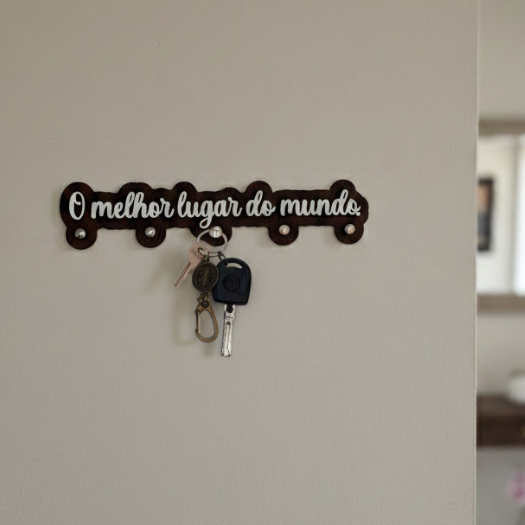 Porta Chave de Parede sem Furo Decorativo Moderno Mdf preto Inspirador Minimalista