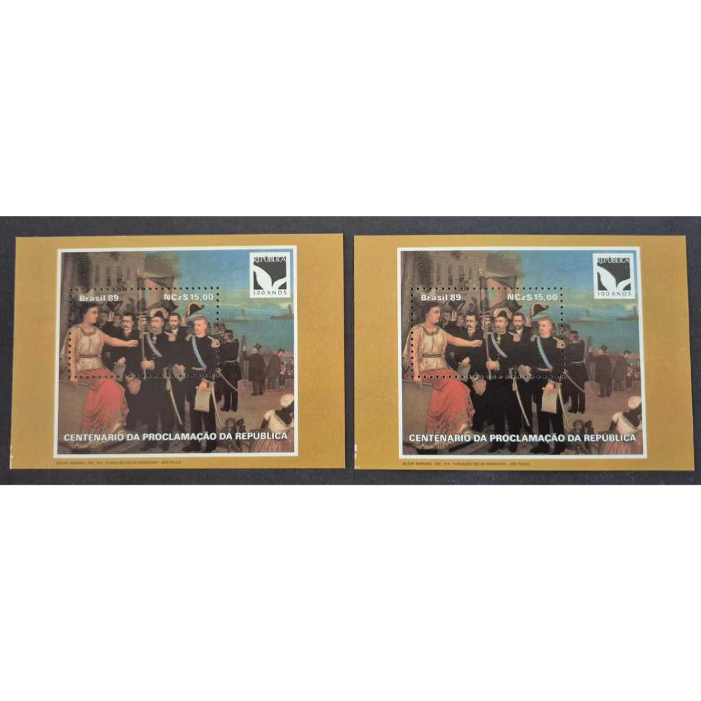 Bloco selos dos correios - Brasil 1989 - Centenário da Proclamação da República - Código RHM B83.