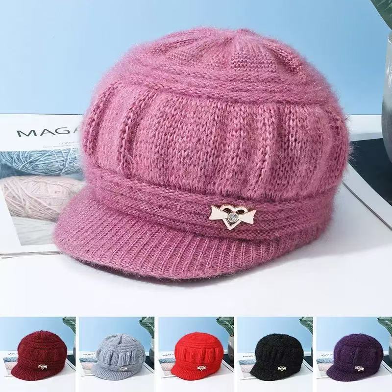 NOVA Boina Brilhosa Gorro de Lã Tricotado Feminino Chapéu de abóbora Felpudo Boné Aba Curta Outono Inverno Quentinhomoda em Oferta na Shopee