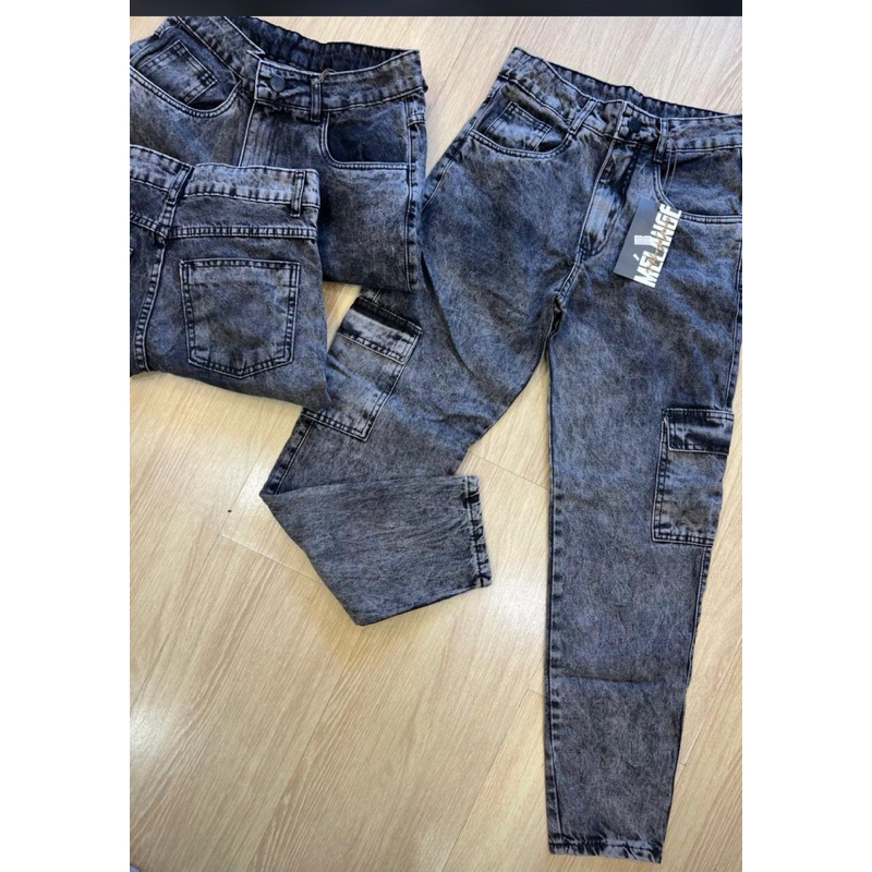 Calça Roupa Feminina Moda Jeans Estilosa Modelo Mom Cargo Cor Grafite Confort em Oferta na Shopee