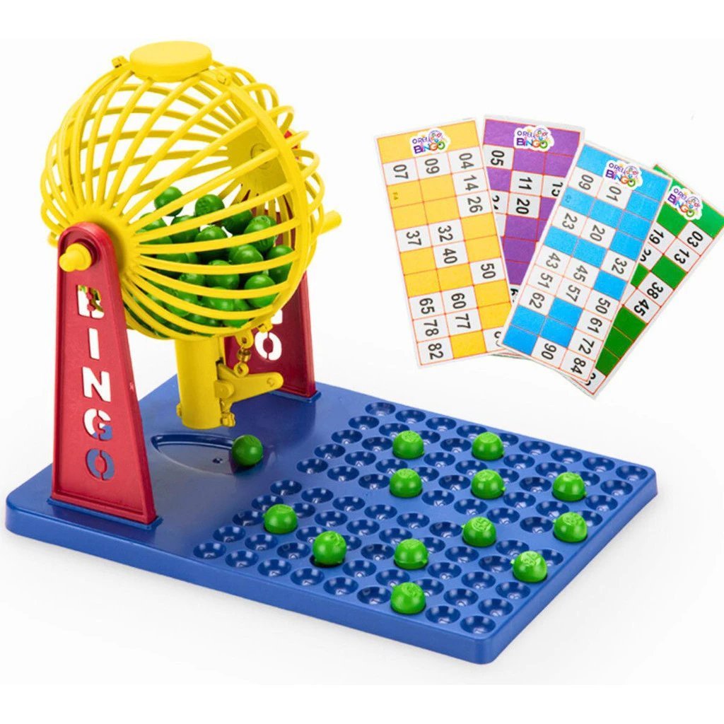 Jogo Bingo 12 Cartelas Com Globo Giratório 90 Bolinhas Brinquedo Para Evento Festa