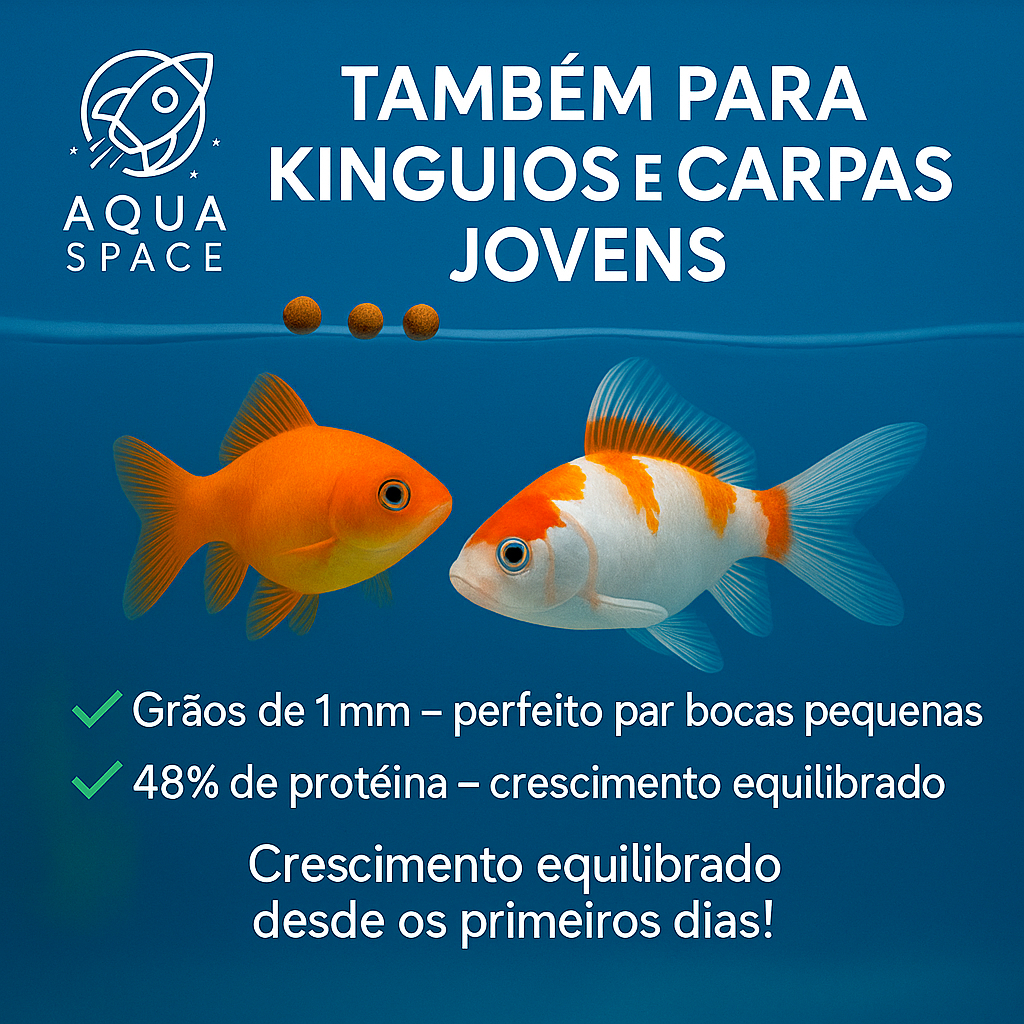 Ração 1mm 48% Proteína | Flutua e Não Suja a Água – Peixes Ornamentais pacote com aproximadament 1KG