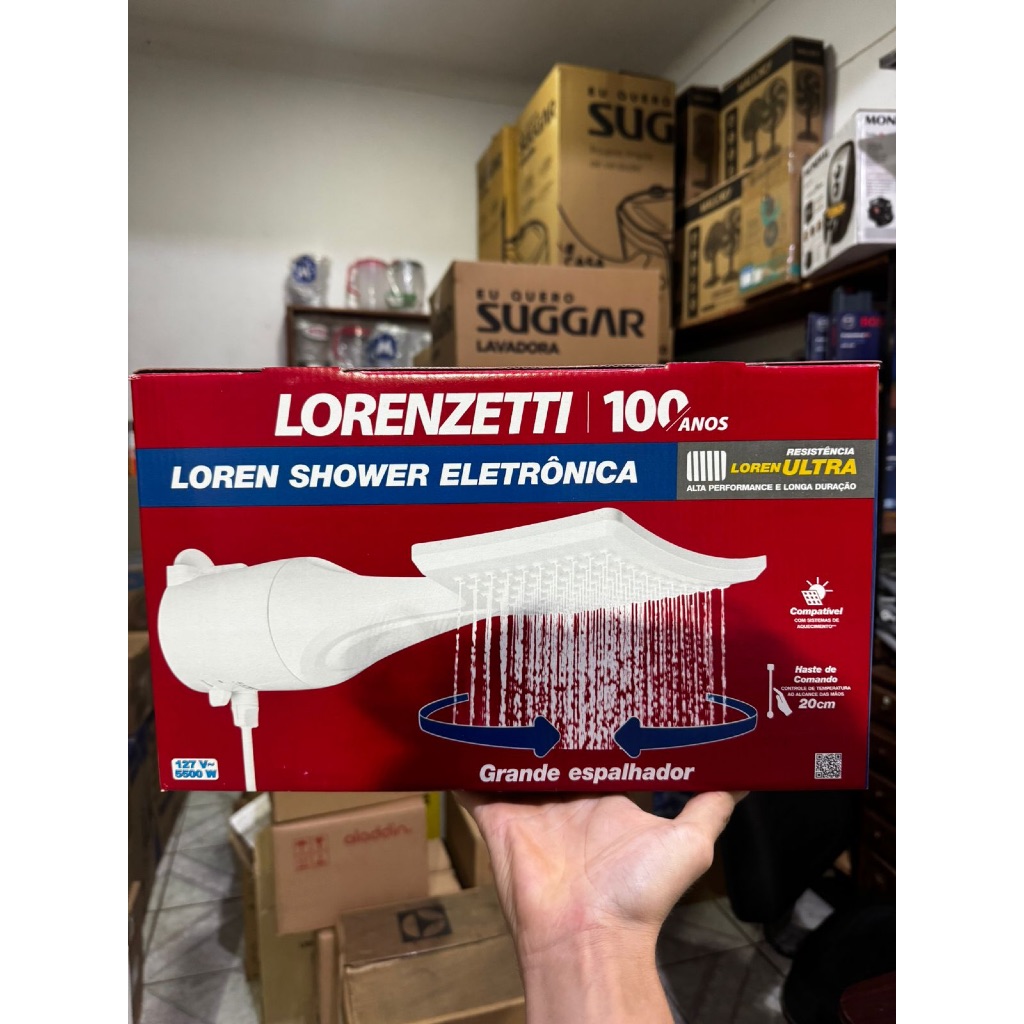 Chuveiro Lorenzetti Loren Shower Eletrônica 127V 5500W Branco c/ Resistência Loren Ultra