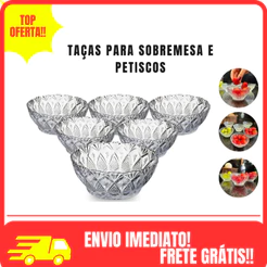 Jogo Sobremesa Taças Bowl 6 a 18 Peças 170ml Vidro Diamond Doce Sorvete Aperitivo Mesa Posta Natal