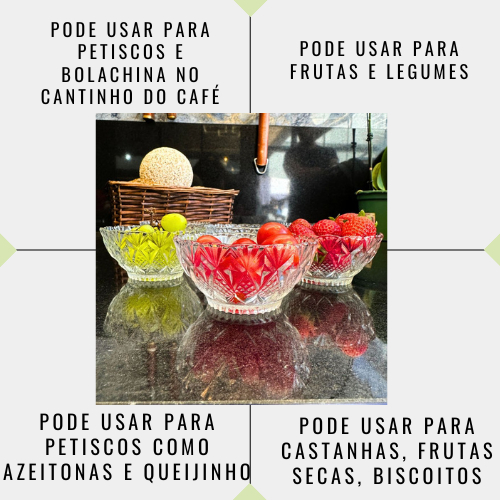 Jogo Sobremesa Taças Bowl 6 a 18 Peças 170ml Vidro Diamond Doce Sorvete Aperitivo Mesa Posta Natal — imagem 2 de 2